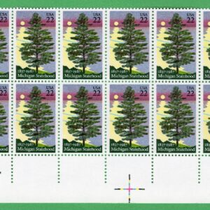 Scott #2246 Michigan Plate Block of 20 Stamps - MNH P#11111 LR