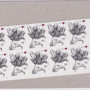 Scott #4960 Vintage Tulip & Heart Half Sheet of 10 Stamps - Sealed