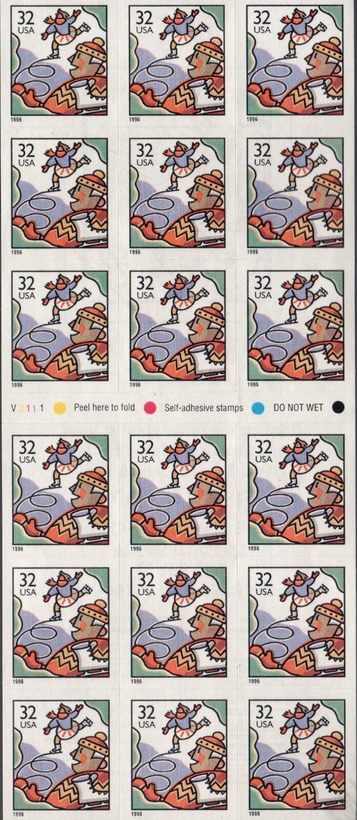 Scott #3117a Christmas Family Ice Skating Booklet of 18 32¢ Stamps MNH P#V2111