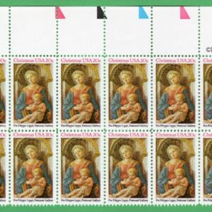 Scott #2107 Madonna (Lippi) Plate Block of 20 Stamps - MNH UL