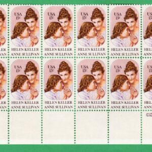Scott #1824 Helen Keller & Anne Sullivan Plate Block of 20 Stamps MNH P#39314 LL
