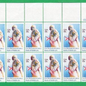 Scott #1826 General Bernado de Galvez Plate Block of 20 Stamps - MNH