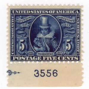 Scott #330 Jamestown Exposition Pocahontas Plate # Single Stamp - MNH P#3556