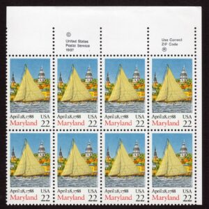 Scott #2342 Maryland Zip Block of 8 Stamps - MNH
