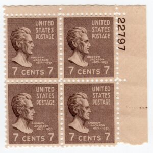 Scott #812 Andrew Jackson Plate Block of 4 Stamps - MNH P#22797 UR #5 VF/XF