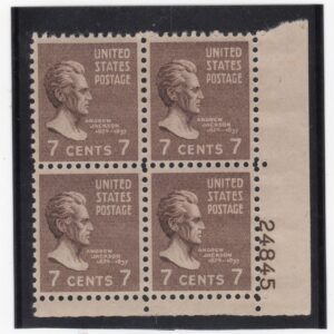 Scott #812 Andrew Jackson Plate Block of 4 Stamps - MNH P#24845 LR #12