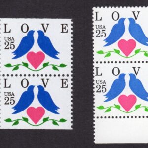 Scott #2440 2441 Love Birds Plate Blocks of 4 Stamps - MNH #2