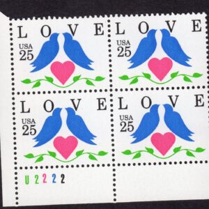 Scott #2440 Love Birds Plate Block of 4 Stamps - MNH P#U2222 LL #2