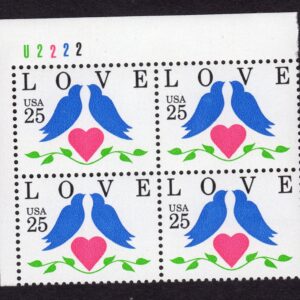 Scott #2440 Love Birds Plate Block of 4 Stamps - MNH P#U2222 UL