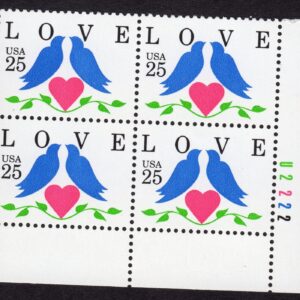 Scott #2440 Love Birds Plate Block of 4 Stamps - MNH P#U2222 LR