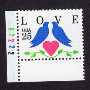 Scott #2440 Love Birds Plate # Single Stamp - MNH P#U2222 LL