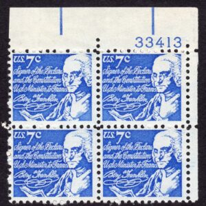 Scott #1393D Benjamin Franklin Plate Block of 4 Stamps - MNH P#33413 UR #1