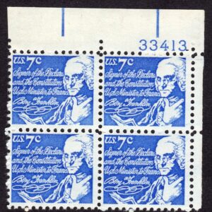 Scott #1393D Benjamin Franklin Plate Block of 4 Stamps - MNH P#33413 UR #2