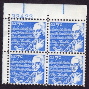 Scott #1393D Benjamin Franklin Plate Block of 4 Stamps - MNH P#33423 UL