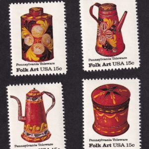 Scott #1778a Folk Art (Pennsylvania Toleware) Set of 4 Single Stamps - MNH