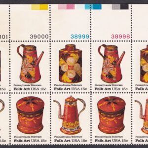 Scott #1778a Folk Art (Pennsylvania Toleware) Plate Block of 10 Stamps - MNH UR