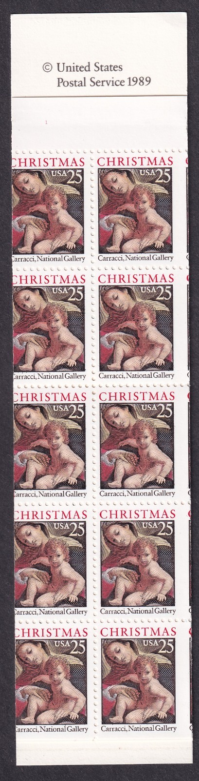 Scott #BK167 (2427a) Madonna (Carracci) Booklet of 20 Stamps - MNH Miscut #2