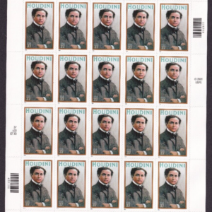 Scott #3651 Houdini Full Sheet of 20 Stamps- MNH P#P1111