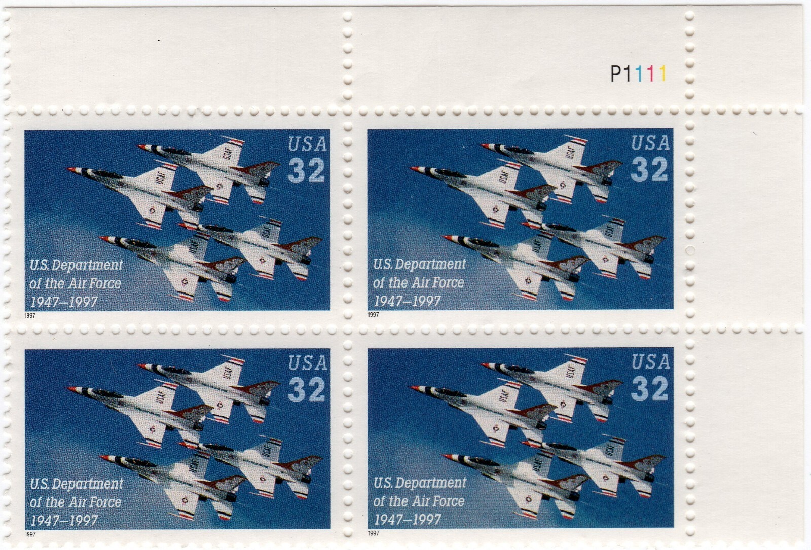 Scott #3167 U.S. Air Force (Thunderbirds) Plate Block of 4 Stamps - MNH