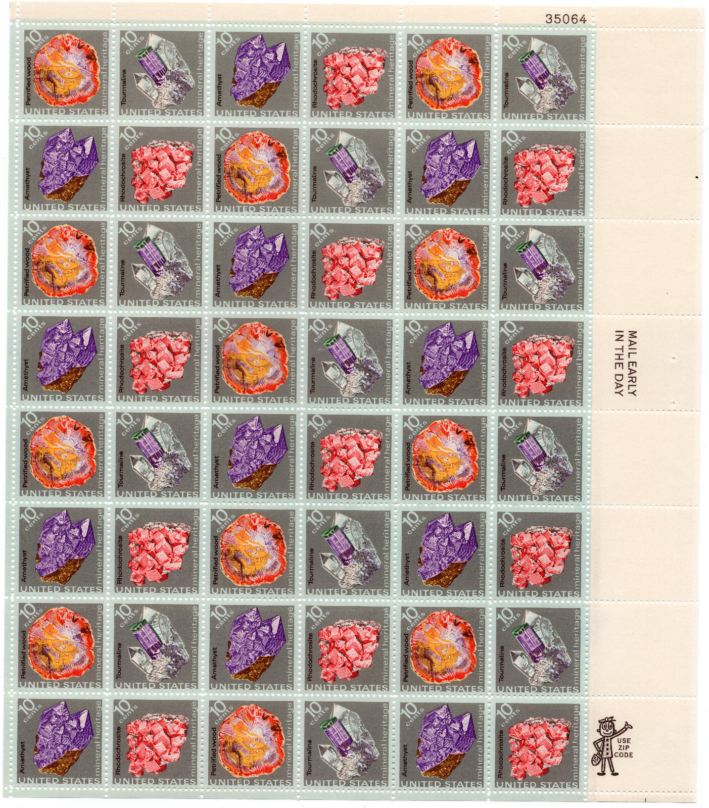 Scott #1541a (1538-41) Minerals Sheet of 48 Stamps - MNH