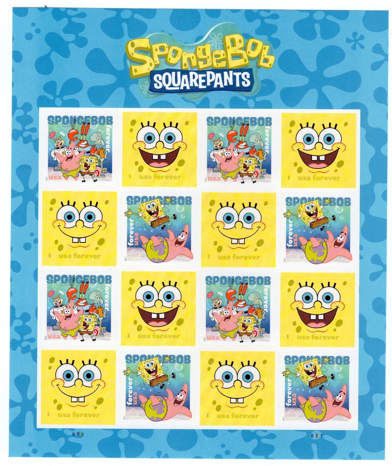 Scott #6025-6028a SpongeBob SquarePants Sheet of 16 Forever Stamps - MNH