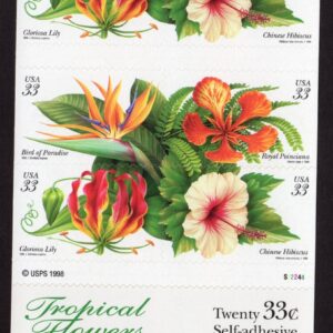 Scott #3313b Tropical Flowers Booklet of 20 Stamps - MNH P#S22244
