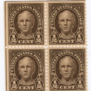 Scott #551 Nathan Hale Block of 4 Stamps - MNH #1 UL corner