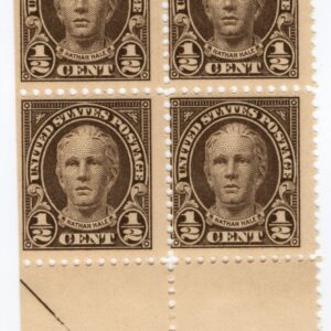 Scott #551 Nathan Hale Block of 4 Stamps - MNH #4 LL corner