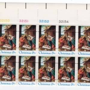 Scott #1414a Nativity Precancel Plate Block of 10 Stamps - MNH