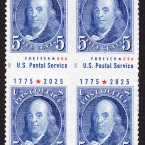 Scott #6023 Ben Franklin (American Experience) Block of 4 Forever Stamps - MNH