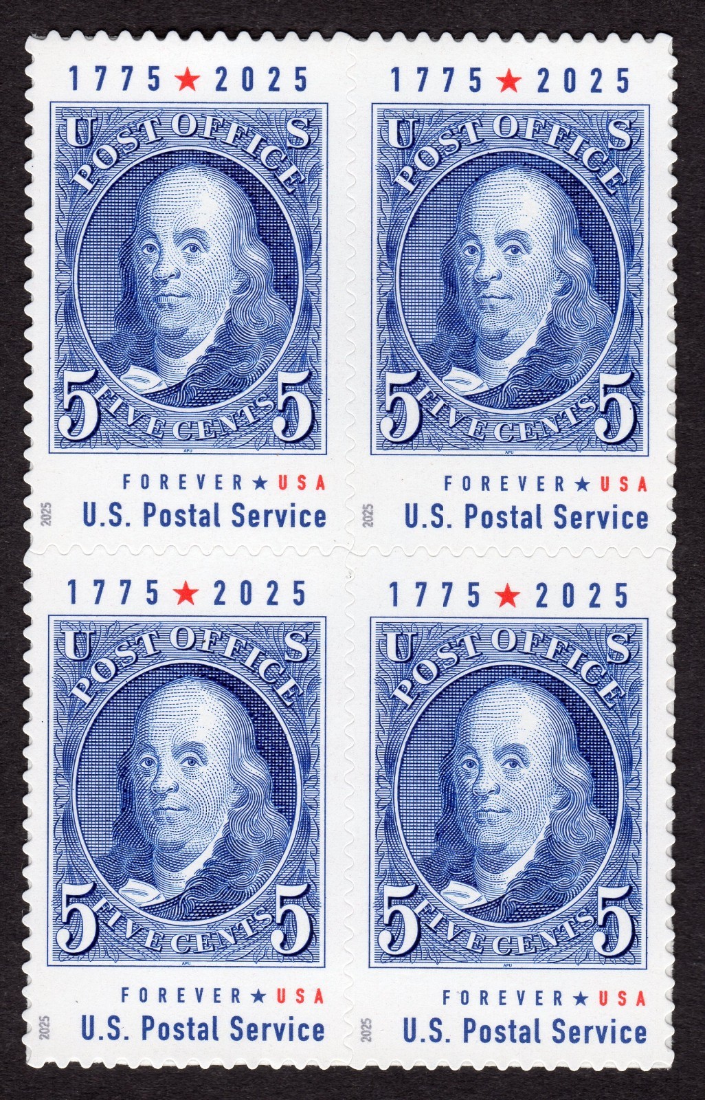 Scott #6023 Ben Franklin (American Experience) Block of 4 Forever Stamps - MNH