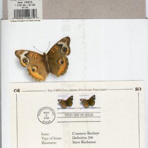 Scott #4001 Common Buckeye Gold Series with Stamp & First Day Postmark - Sealed
