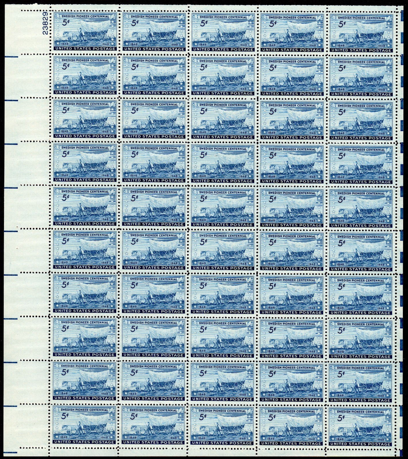 Scott #958 Swedish Pioneer Sheet of 50 Stamps - MNH P#23829 UL