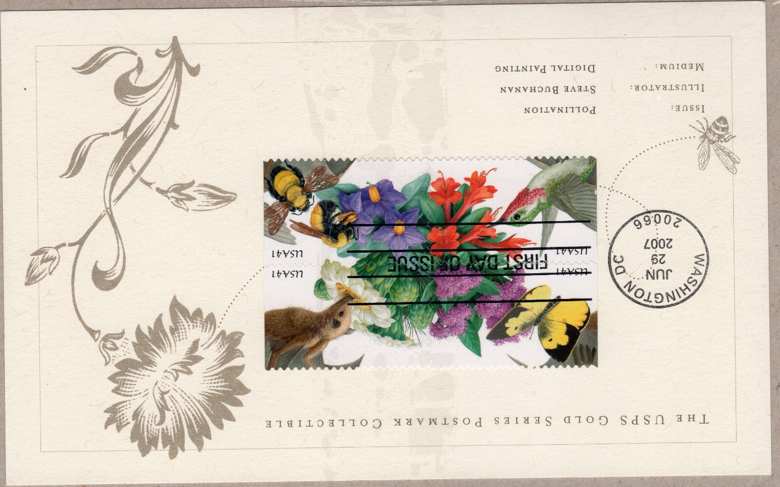 Scott #4156b (4153-4156) Pollination Gold Series with Postmark card - Sealed