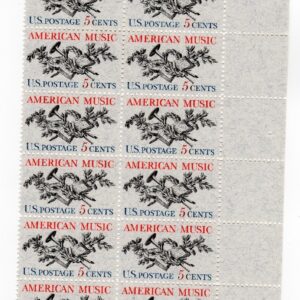 Scott #1252 American Music Plate Block of 20 Stamps - MNH P#27846 UR