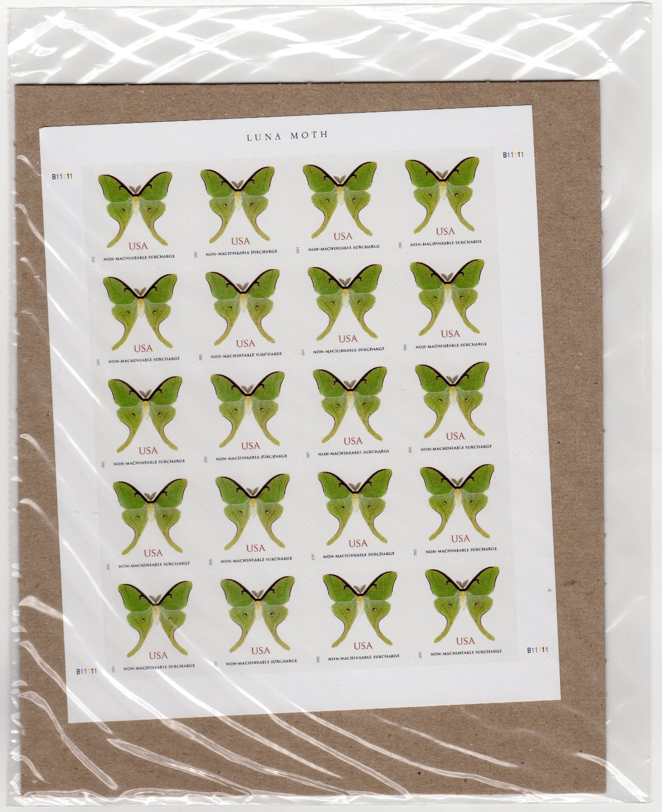 Scott #6031 Luna Moth Non-Machineable Sheet of 20 Forever Stamps - Sealed 2025