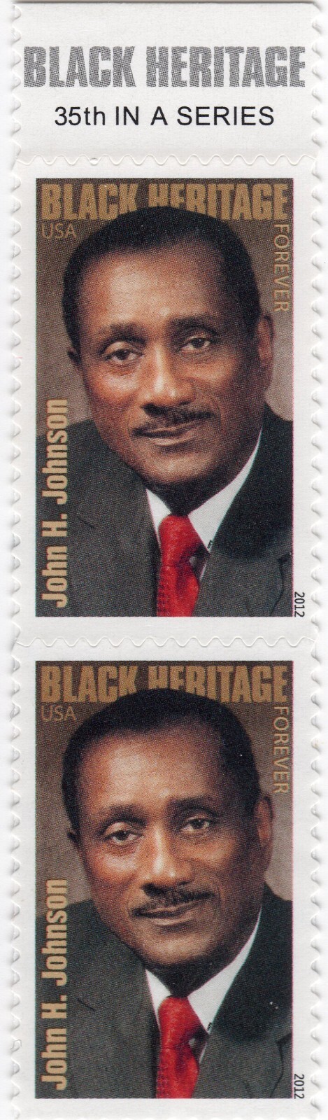 Scott #4624 John H. Johnson (Ebony) Forever Block of 2 Stamps - MNH w/Title