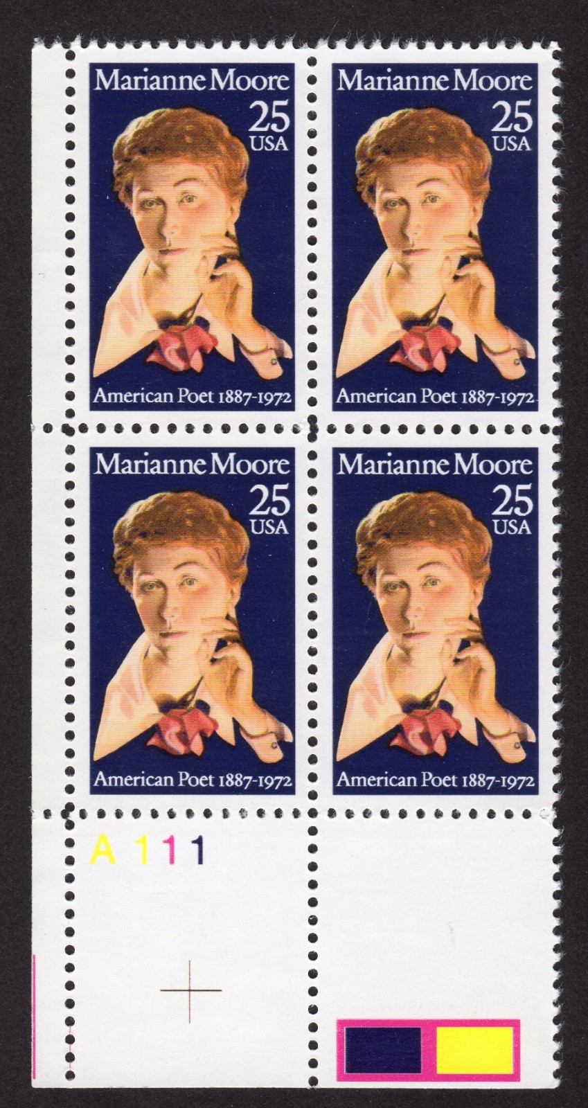 Scott #2449 Marianne Moore Plate Block of 4 Stamps - MNH