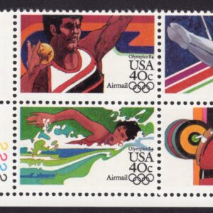 Scott #c105-c108b Summer Olympics Airmail Plate Block of 4 Stamps - MNH in mount