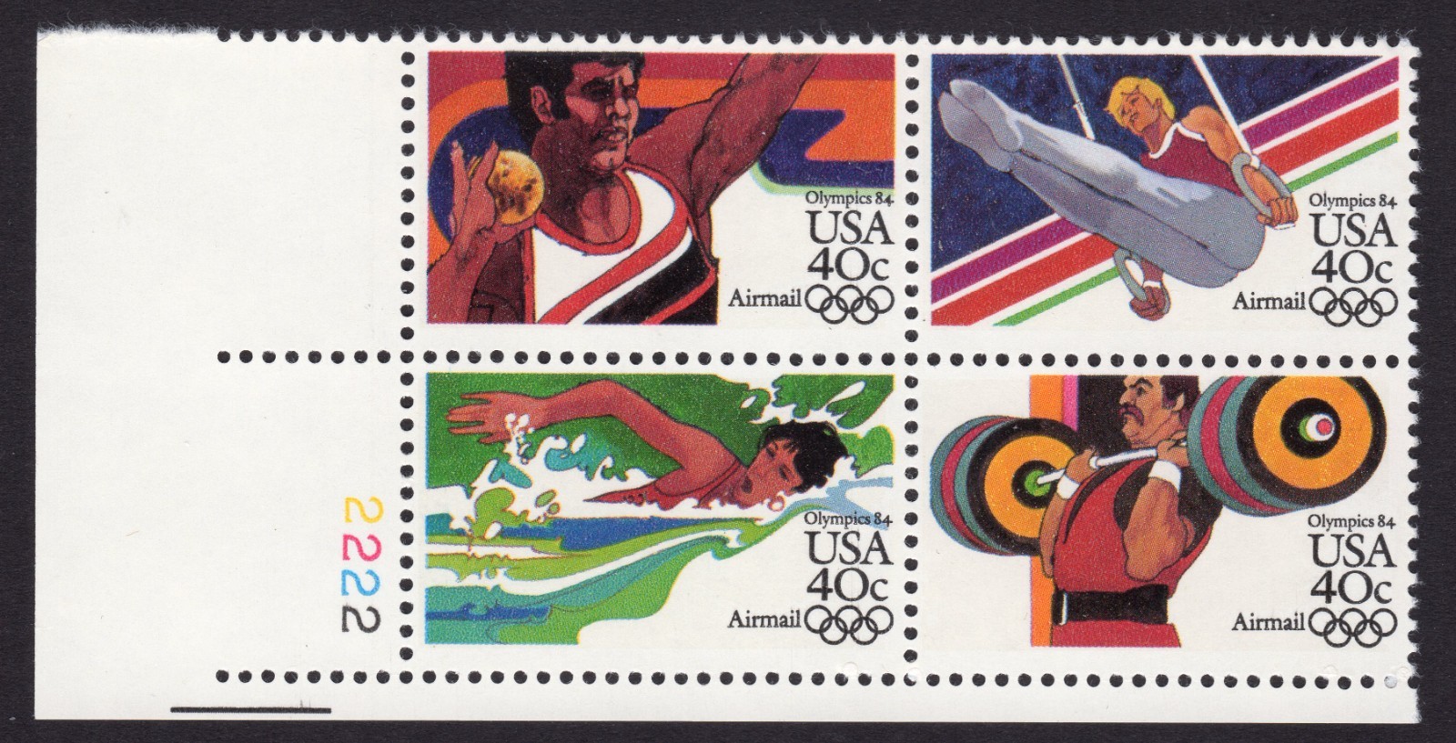 Scott #c105-c108b Summer Olympics Airmail Plate Block of 4 Stamps - MNH in mount