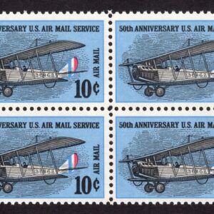 Scott #c74 Curtis Jenny 50th Anniversary Airmail Block of 4 Stamps - MNH