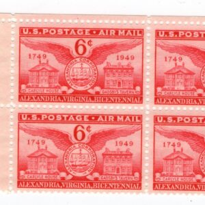 Scott #c40 Alexandria Gadsby House Airmail Block of 4 Stamps - MNH w/selvage