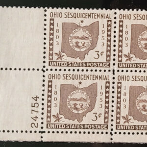 Scott #1018 Ohio Plate Block of 4 Stamps - MNH