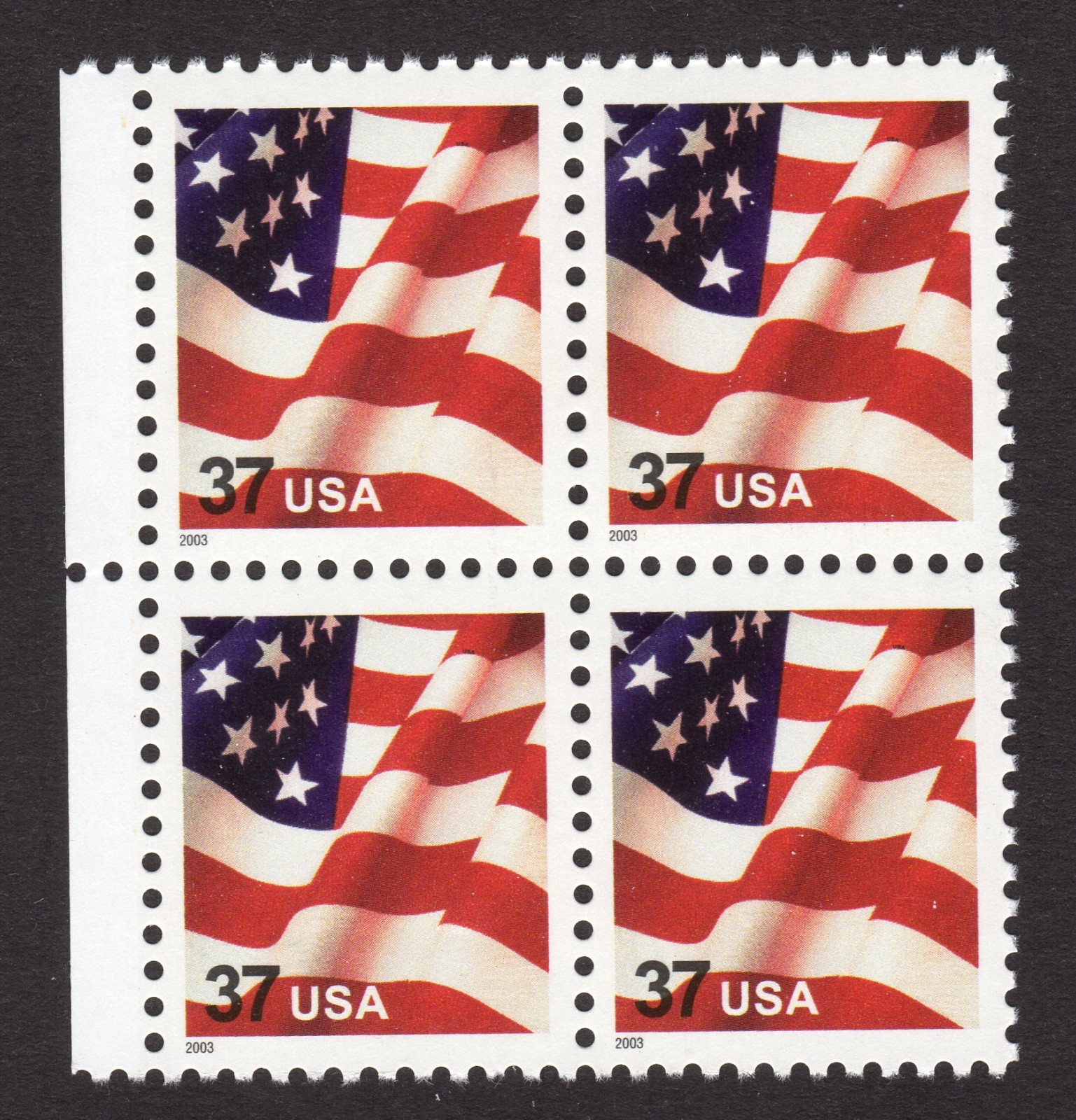 Scott #3629F Waving Flag Block of 4 Stamps - MNH
