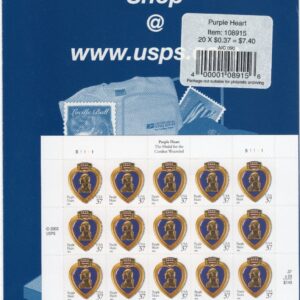 Scott #3784 Purple Heart Sheet of 20 37c Stamps - Sealed