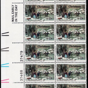 Scott #1702 Christmas Winter Pastime Plate Block of 20 Stamps - MNH