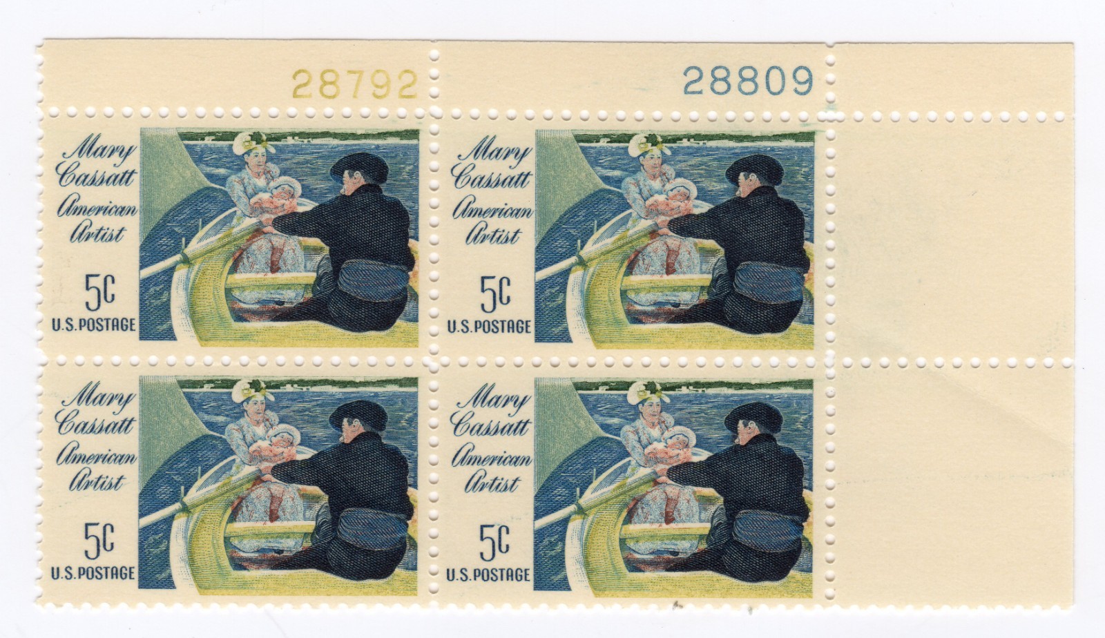Scott #1322a Mary Cassatt Plate Block of 4 Stamps - MNH UR