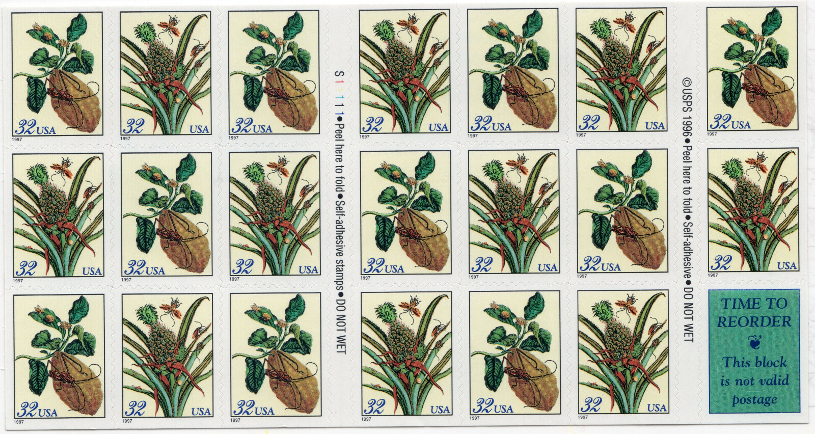 Scott #3127a (3126-27) Botanical Prints (Merian) Booklet of 20 stamps - MNH