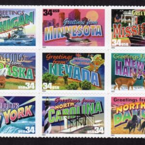 SCOTT #3581-3595 (3610a) Greetings America Block of 15 Stamps - MNH