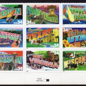 SCOTT #3596-3610 (3610a) Greetings America Block of 15 Stamps - MNH